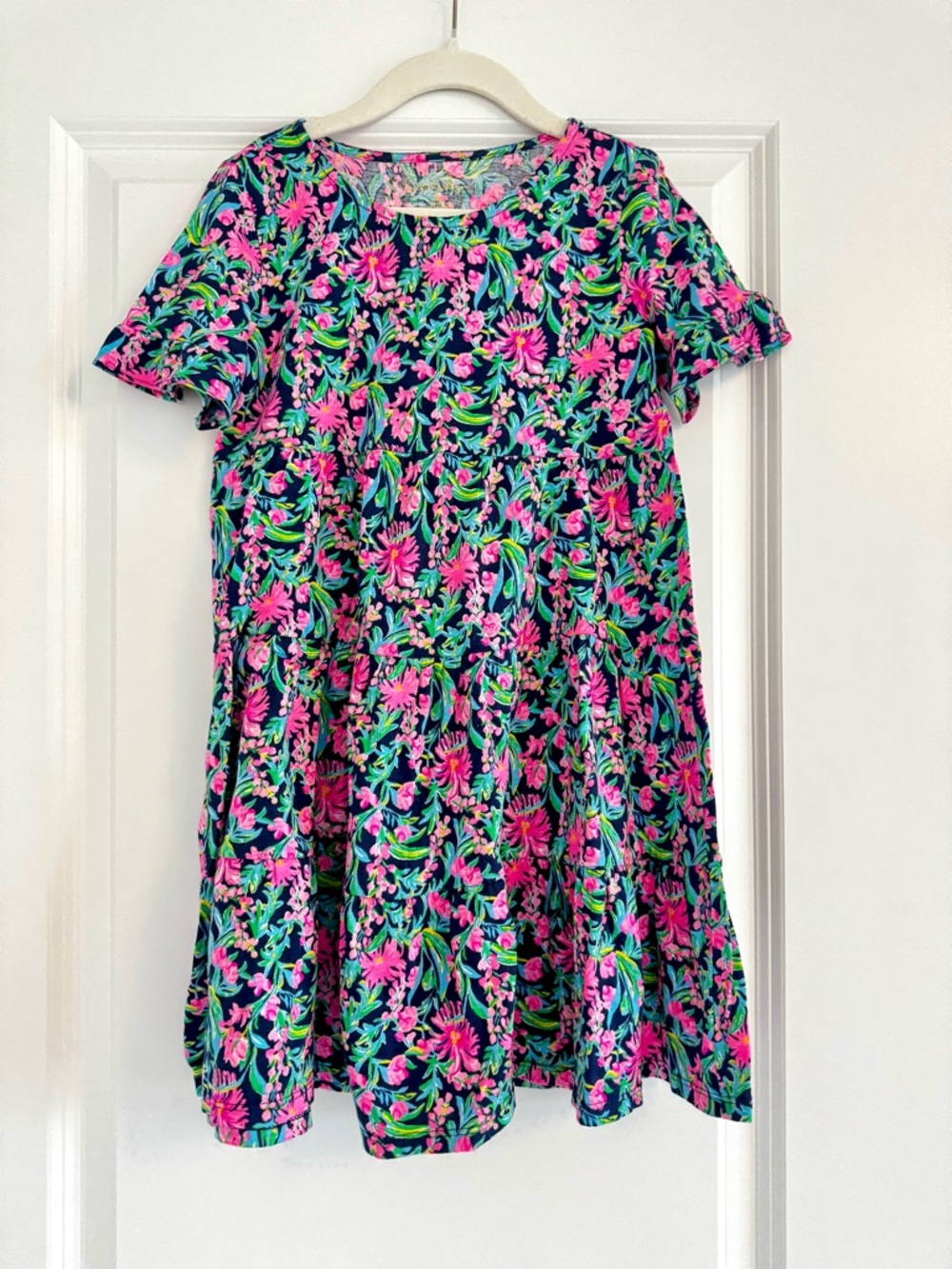 Lilly Pulitzer Navy Dress with Pink & Green Floral Print
